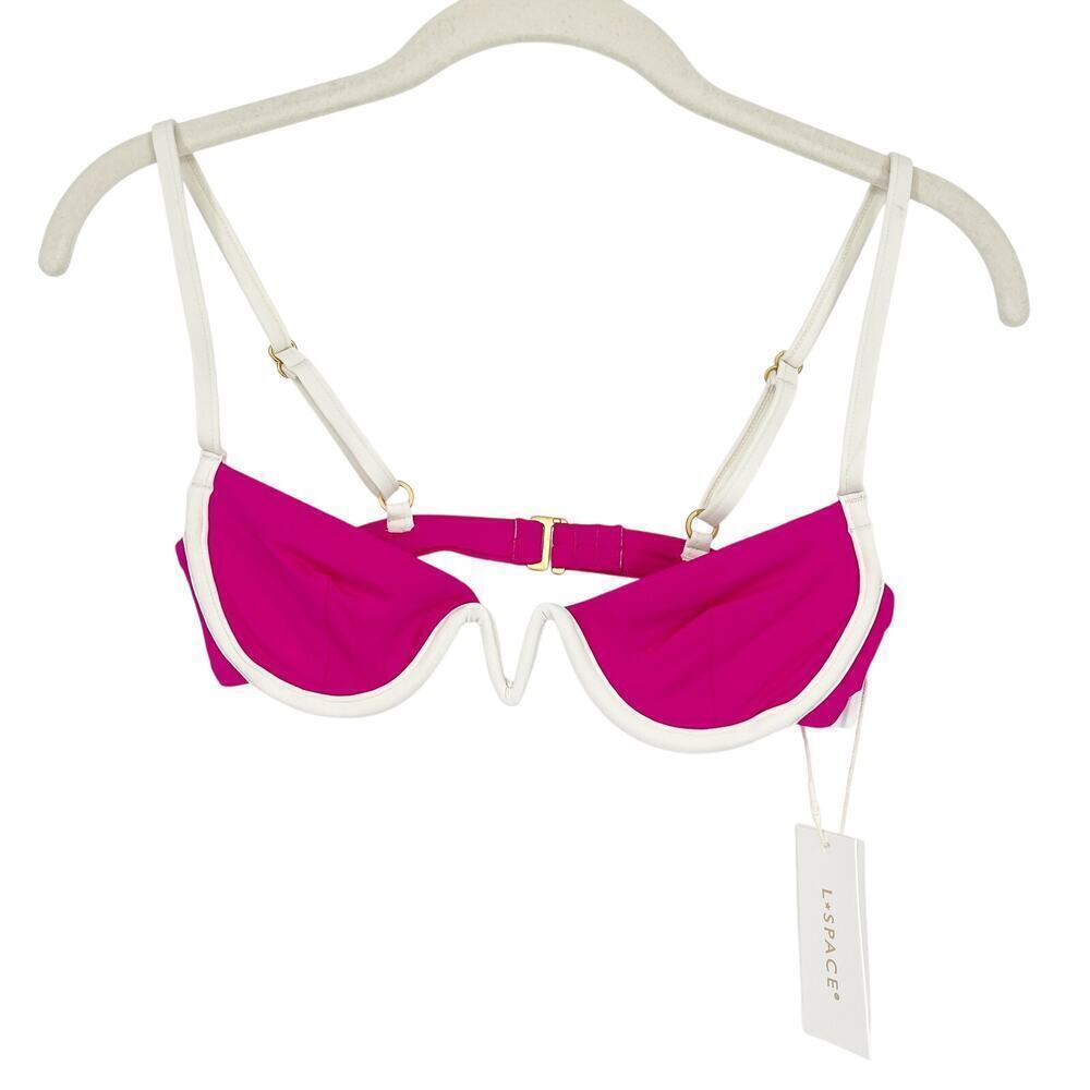 L*Space Nico Underwire Bikini Top Bougainvillea & Cream Hot Pink Size XS NEW - Picture 3 of 8